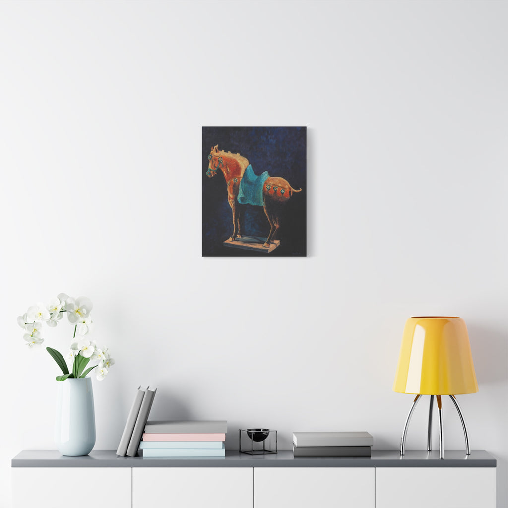 Equestrian Art Canvas Print — Blue Saddle Horse Matte Stretched Wall Art