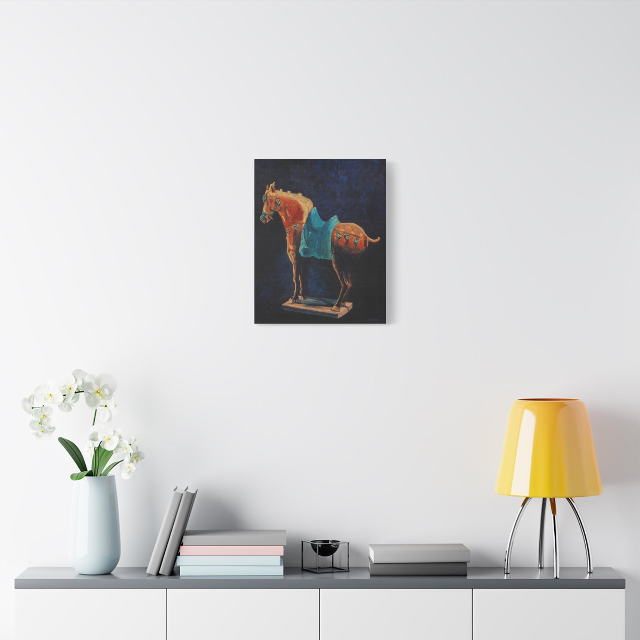 Equestrian Art Canvas Print — Blue Saddle Horse Matte Stretched Wall Art