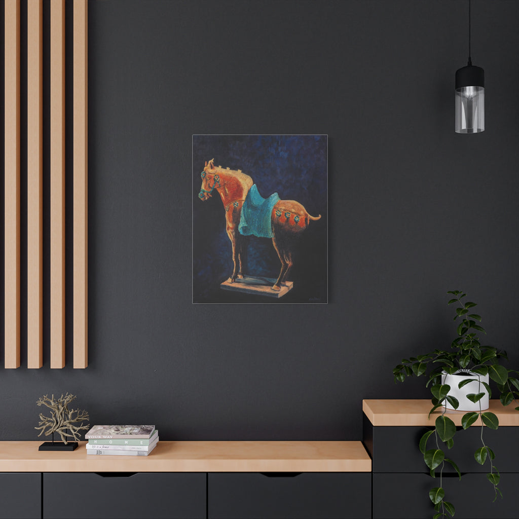 Equestrian Art Canvas Print — Blue Saddle Horse Matte Stretched Wall Art