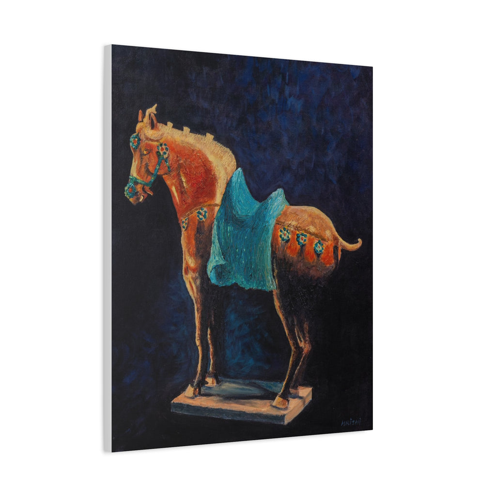 Equestrian Art Canvas Print — Blue Saddle Horse Matte Stretched Wall Art