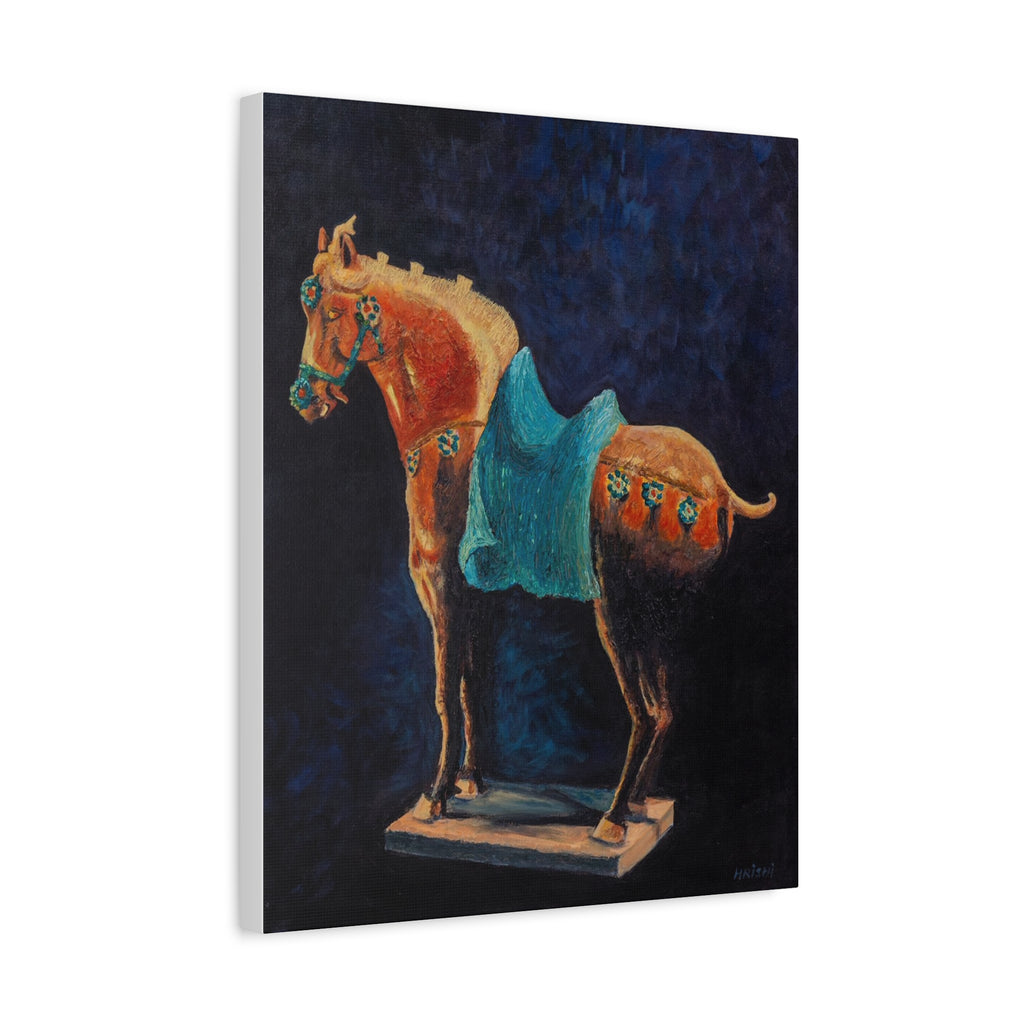 Equestrian Art Canvas Print — Blue Saddle Horse Matte Stretched Wall Art