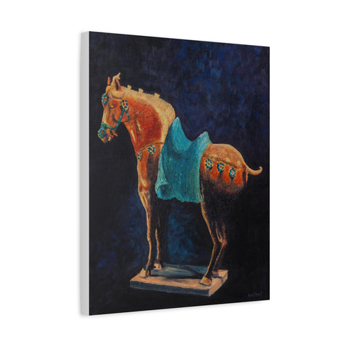Equestrian Art Canvas Print — Blue Saddle Horse Matte Stretched Wall Art