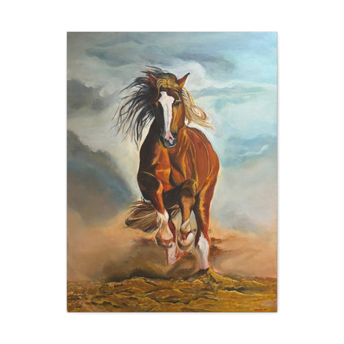 "Echoes of the Hooves" Running Horse Matte Canvas Wall Art — Stretched 1.25"