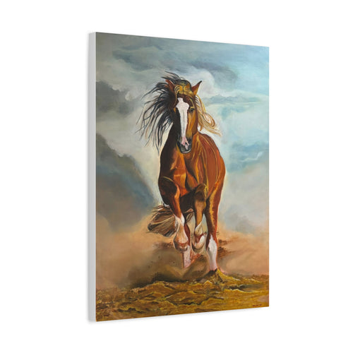 "Echoes of the Hooves" Running Horse Matte Canvas Wall Art — Stretched 1.25"