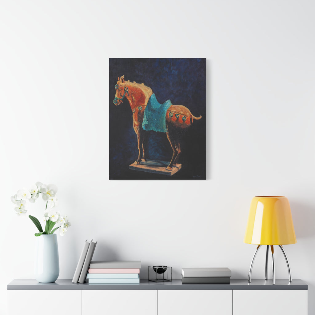 Equestrian Art Canvas Print — Blue Saddle Horse Matte Stretched Wall Art
