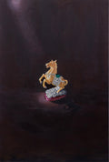Golden Carousel Horse Canvas Print — Vintage Toy Still Life Matte Stretched Wall Art